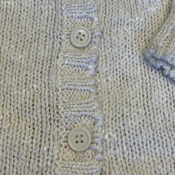 Vintage Carducci Crochet Cardigan Women's M Ivory Pointelle Cottagecore Whimsy - Picture 7 of 10